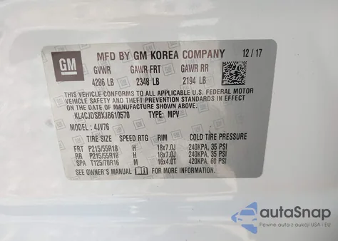 2018 Buick Encore Premium from USA, damaged, VIN KL4CJDSBXJB610570